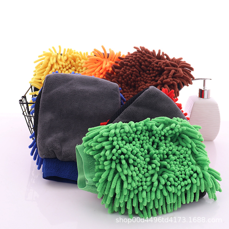 Coral plush double-sided gloves