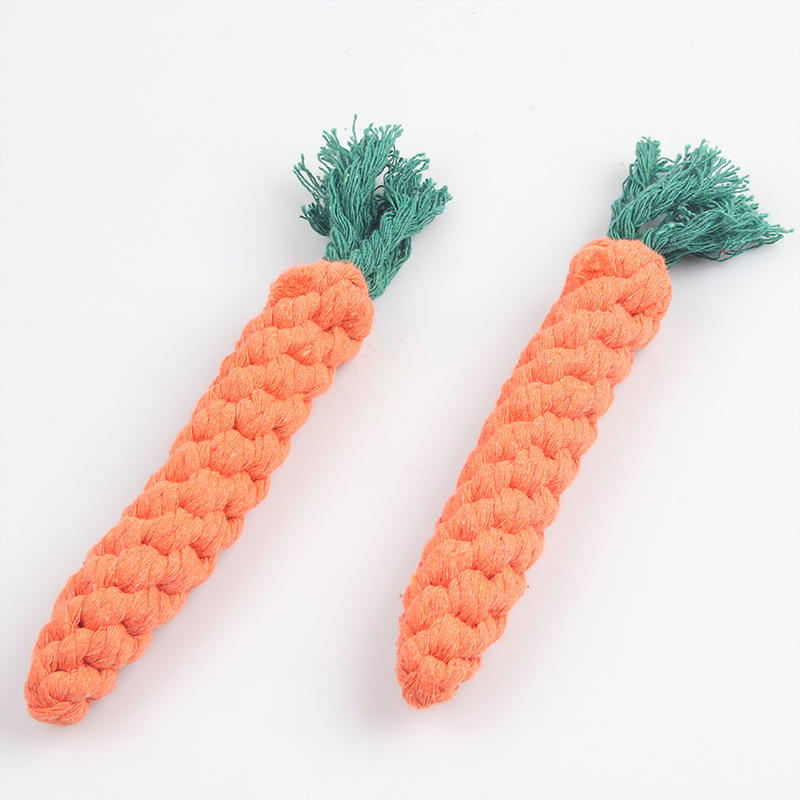 Węzły bawełniane z marchewki, zabawki dla psów odporne na gryzienie, liny tkane, artykuły dla zwierząt_voghion.com