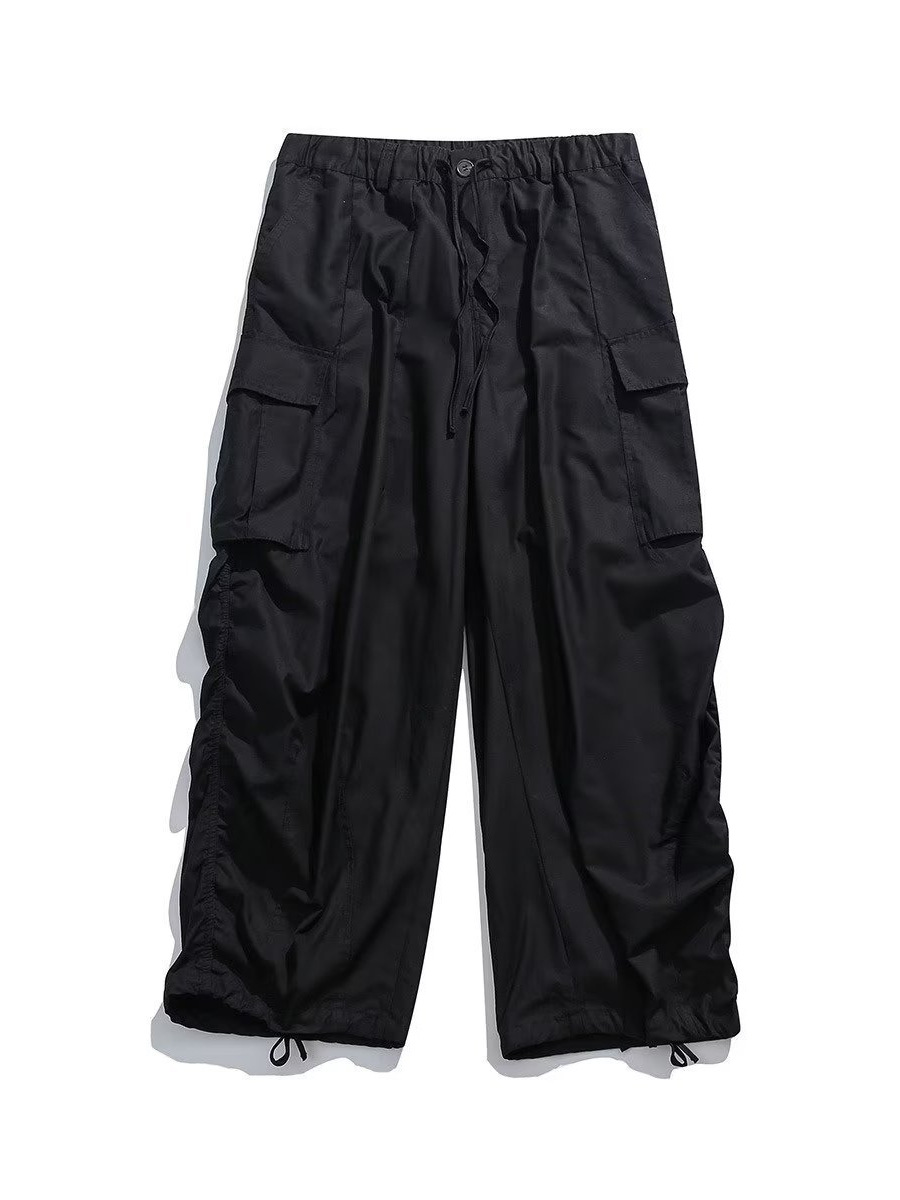Estilo japonés americano al aire libre deportes delgados monopatín de pierna ancha los hombres y las mujeres con cordón ajustable suelta pantalones fregona