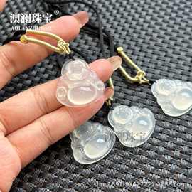 冰种白玉髓观音佛吊坠玉石玉器冰透白玛瑙挂件玉佩直播货源批发