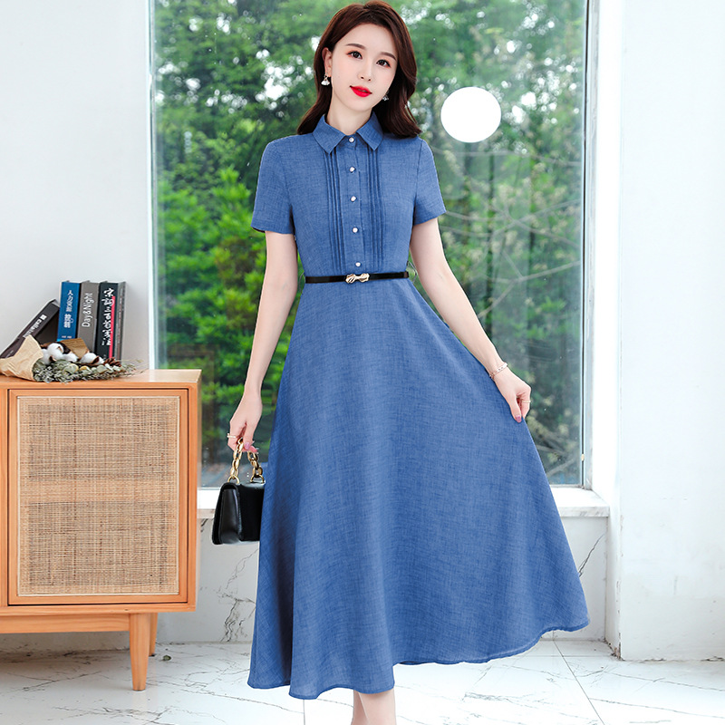 Summer fashionable fitted long solid color dress