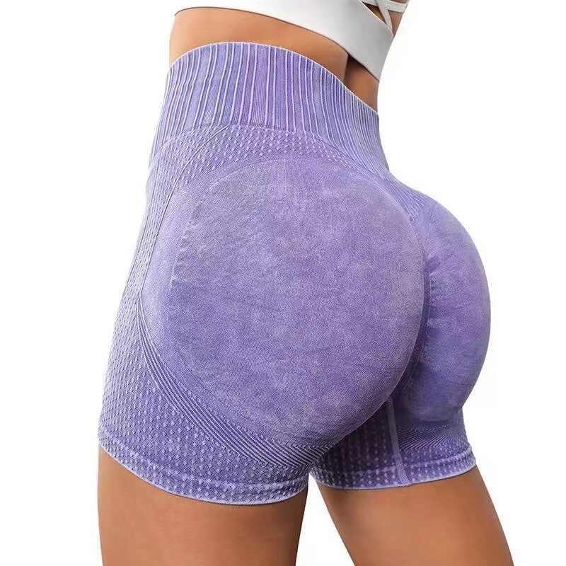 Seamless Cross-border High Waist Hip Lifting Fitness Pants Quick-drying Running Sports Tight Shorts Wash Frosted Yoga Pants