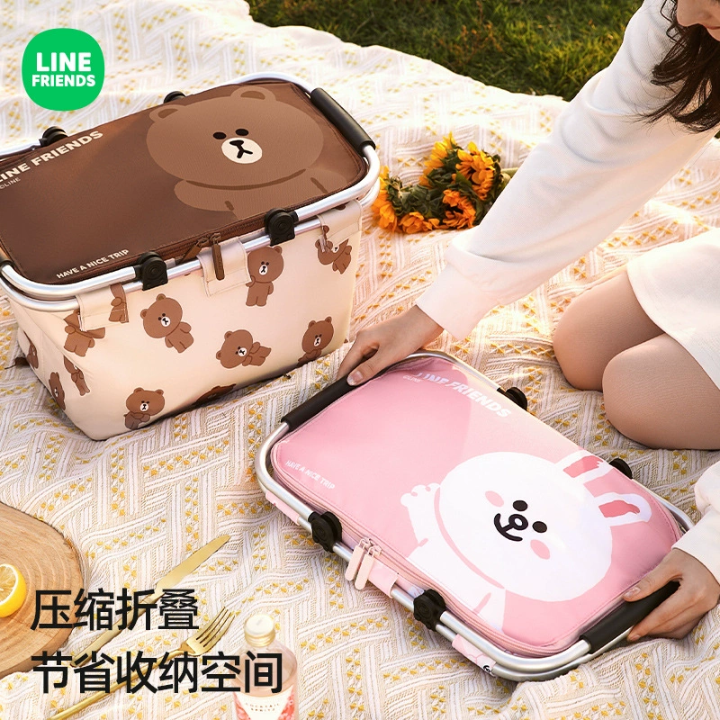 LINE FRIENDS Набор пикниковой корзины весенний выезд складная корзина для хранения на открытом воздухе пикник утепленная кемпинг портативная корзина для пикника