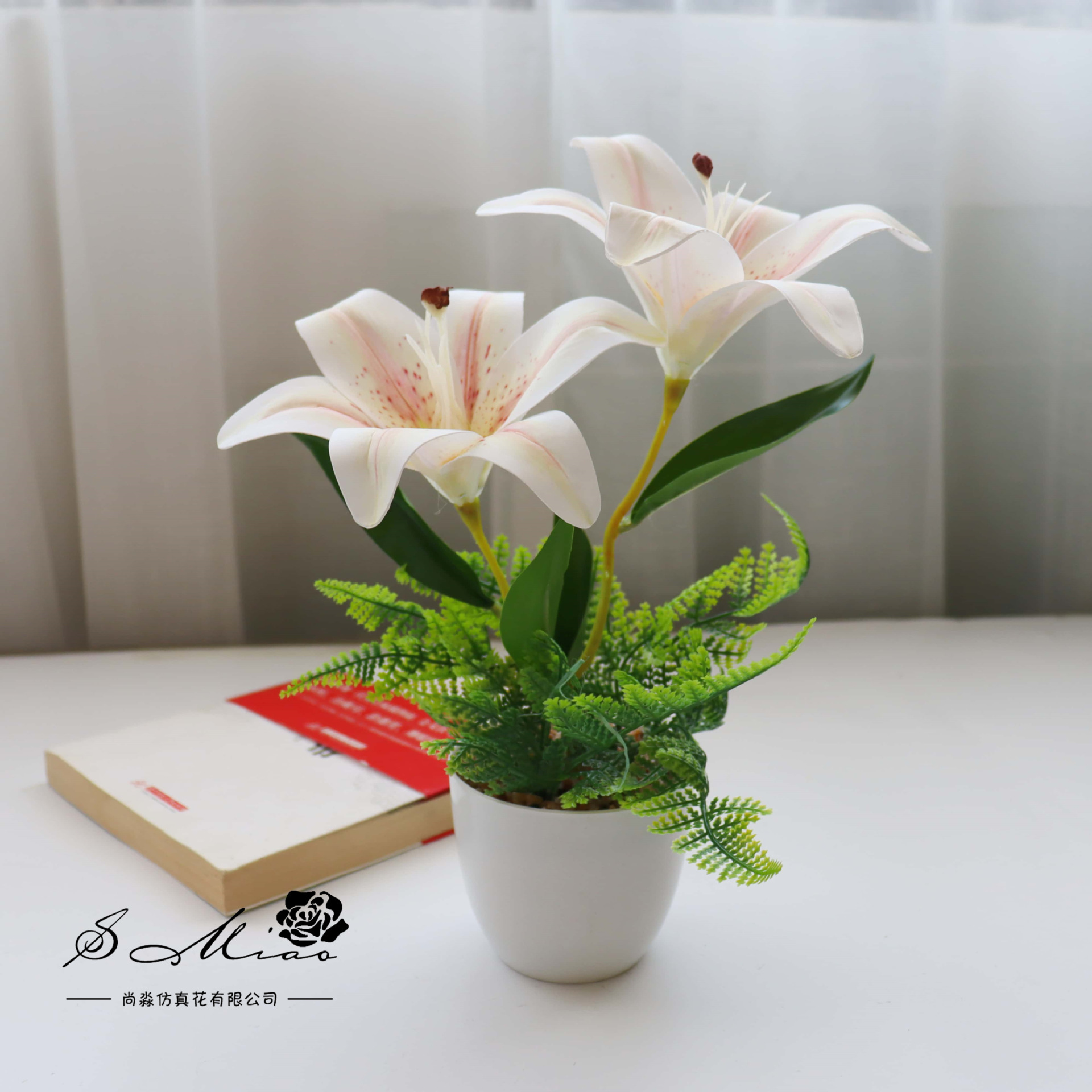 Flores falsas dos extremos sensación de lirio flor de simulación bonsai flor de moda decoración creativa plantación verde artificial simulación maceta
