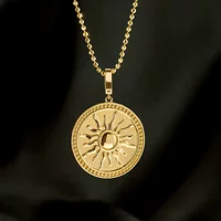 Чистое золотое ожерелье 14K женский покровитель солнца святая жизнь дерево удачи кулон золотые украшения 12264