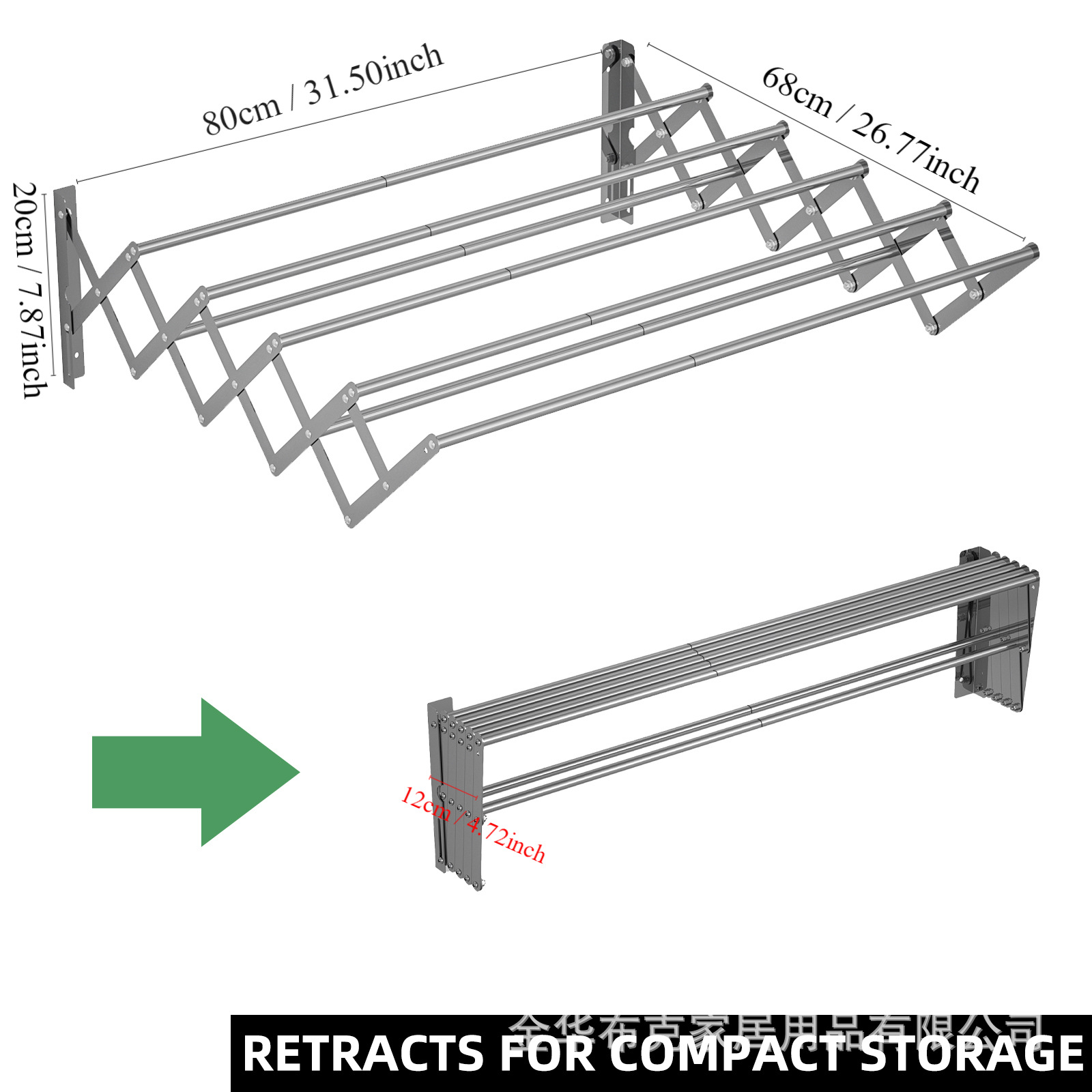 Tendedero Invisible para Ropa, Plegable, de Acero Inoxidable, para Montar en la Pared, Retráctil, para Balcón o Ventana