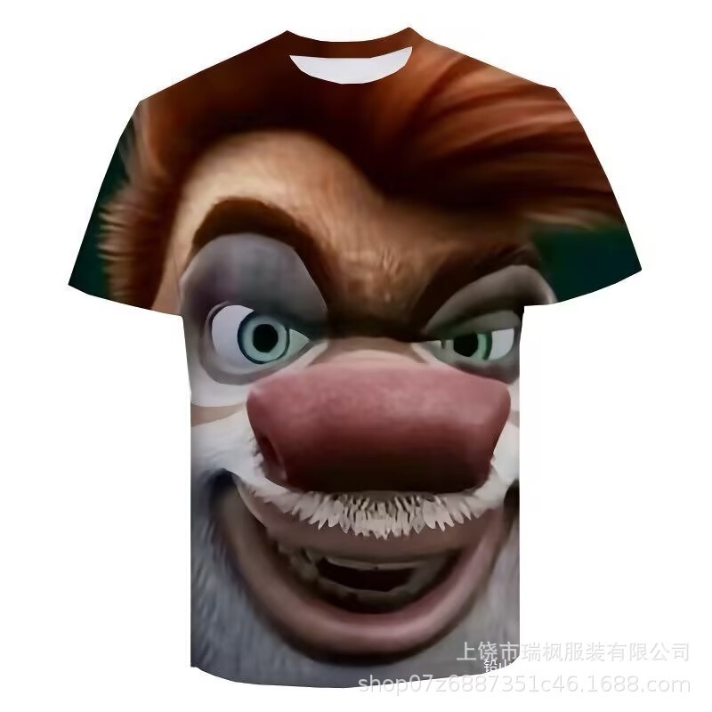 Bear Out of Control Abstract Tricky Friend T-Shirt 3D Digital Printing Funny Tricky Abstract Bear Big Bear Two Letters