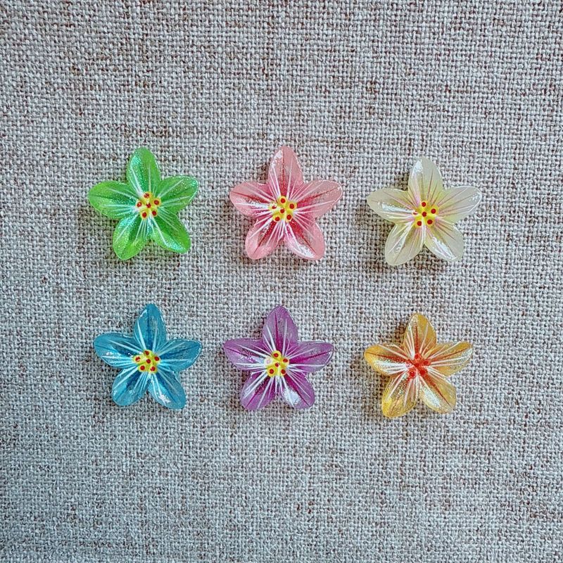 彩色仿真金粉冰透花朵 五瓣花树脂diy头绳抓夹手机壳饰品贴片配件|undefined