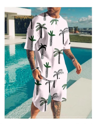 2025 Summer European and American Youth Men's 3D Digital Printing Short-Sleeve Shorts Fashion Sports Casual Set