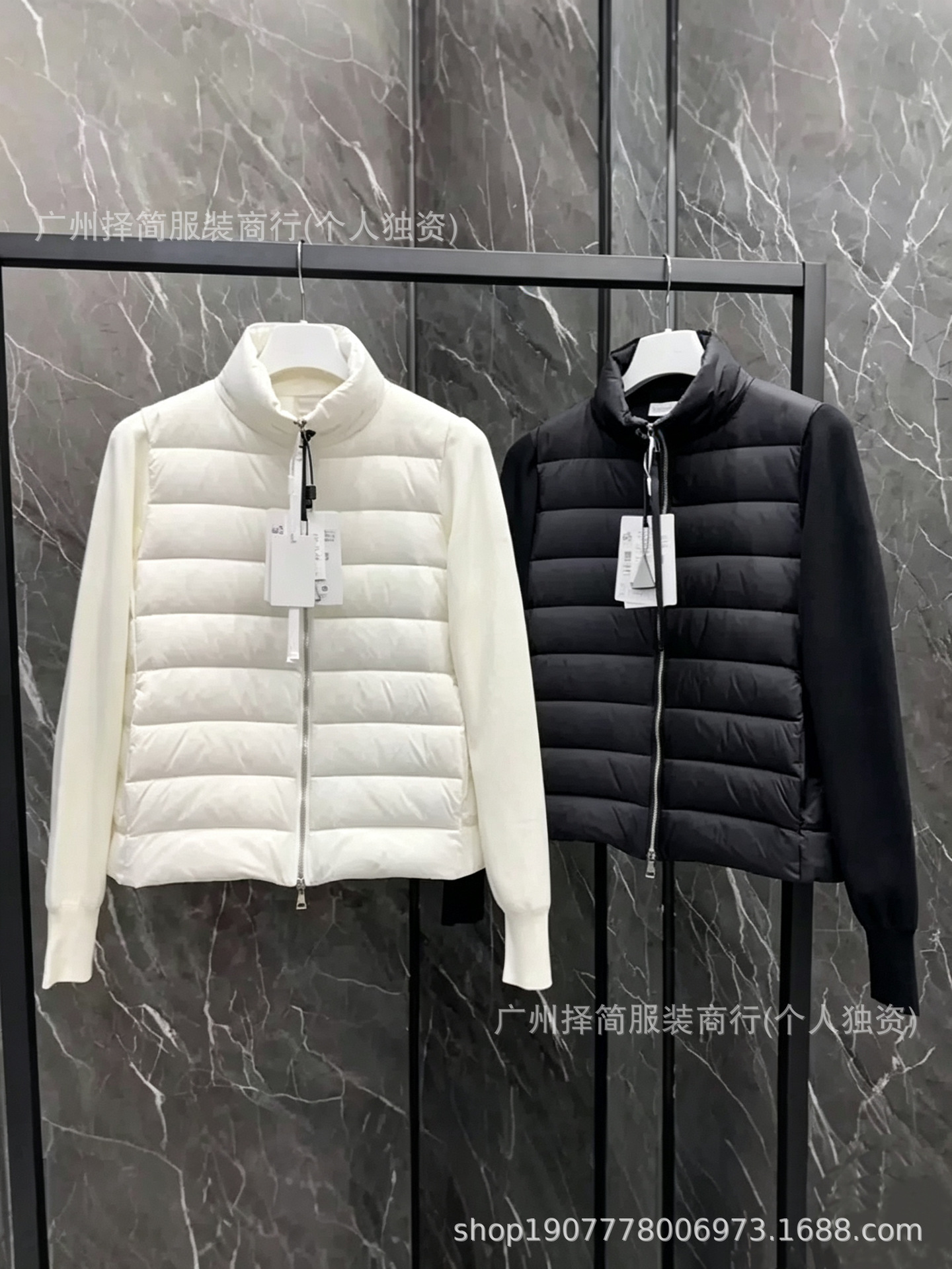 M Mongjia 25 winter lightweight knit down jacket with wool patchwork, slim fit, short style, 90% white duck down