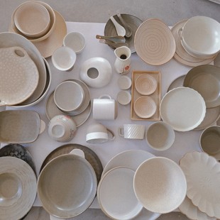 High-End Retro Stoneware Miscellaneous Blind Box Clay Ceramic Bowls and Plates Hotel Presentation Restaurant Nordic Light Luxury High-End Feel