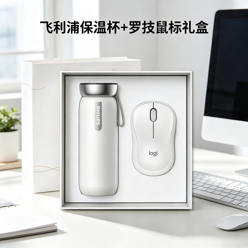 Business Meeting Gifts, Thermos Cup, Mouse Gift Box Set, Wireless Mouse, Thermos Cup, Corporate Souvenir