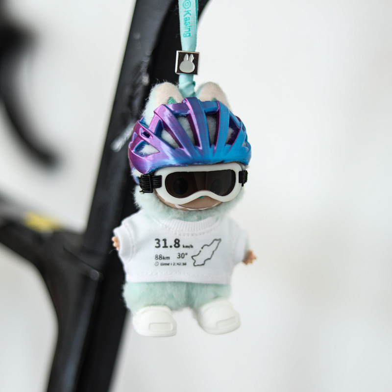 Suitable for Labubu Heart Code Vinyl Pendant Clothing, Cycling Helmet, 10cm Doll Clothes, Ski Goggles
