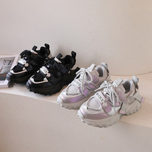 2024秋季新款儿童渐变色老爹鞋洋气男童跑步鞋女童运动鞋轻便网鞋