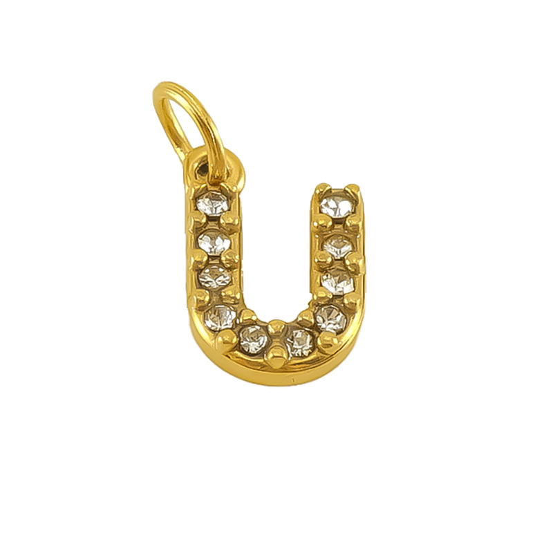 Nueva moda europea y americana de acero inoxidable con incrustaciones de diamantes 26 letras inglesas colgantes accesorios femeninos Advanced Advanced Mini letras joyas