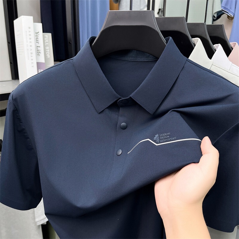 Nylon Seamless Men's Short-Sleeved T-Shirt 2026 Summer New Style Business Casual Lapel Cool Ice Silk Polo Shirt for Men Nylon Seamless Men's Short-Sleeved T-Shirt 2026 Summer New Style Business Casual Lapel Cool Ice Silk Polo Shirt for Men