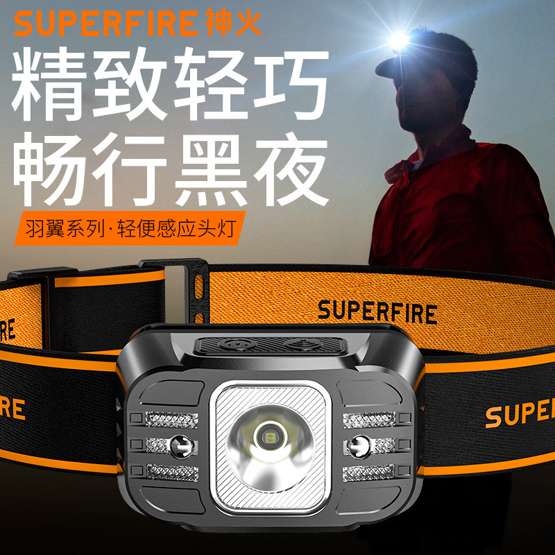 Transfronterizos LED luz de alta intensidad farol inducción USB carga portátil cabeza luz de carrera nocturna al aire libre luz de pesca nocturna