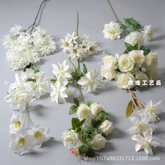 白色系婚慶仿真花材婚禮堂吊頂假花舞台地排花路引插花酒店裝飾花