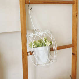 铁艺做旧小花铁丝小提篮花园杂货装饰摆件铁艺花盆