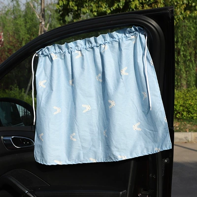 Sun shade – insulation sunshade children's cartoon suction - blue-striped-rabbit-single-edge