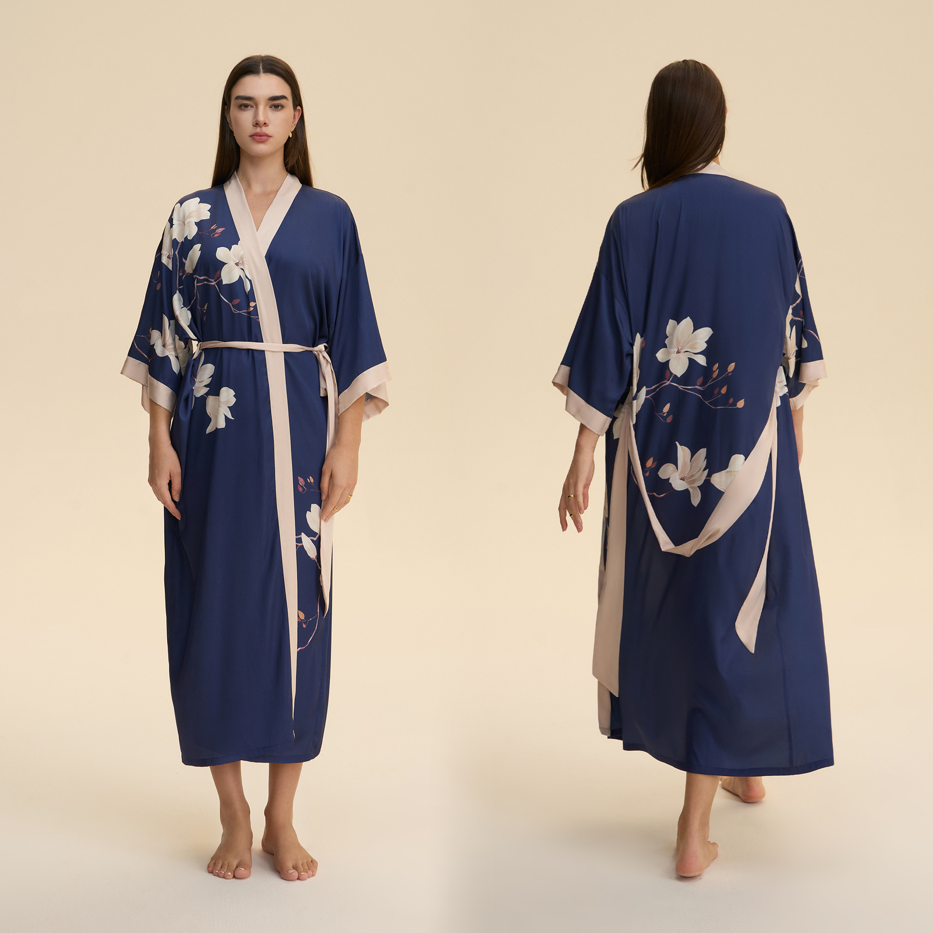 Yaoting Europa y los Estados Unidos nuevo satén pijama de tamaño grande mujer primavera y otoño delgada camisa larga de mangas largas ropa de casa WP5021