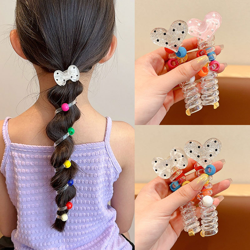Dulce amor burbuja trenza línea telefónica bucles de cabello lindas chicas trenzadas de cabello de cola de caballo cuerda de cabello elástica