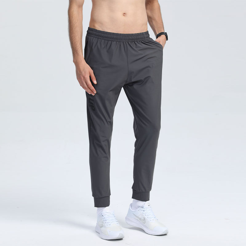 Casual impreso pantalones de secado rápido pantalones deportivos de otoño de los hombres transpirable delgada atados al tobillo de seda de hielo fresco fitness pantalones de correr