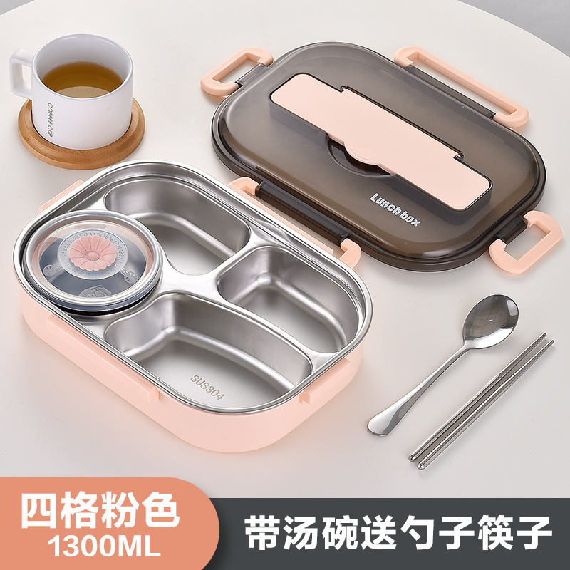 Caja de almuerzo aislada de acero inoxidable 304 para estudiantes de la escuela primaria grado alimenticio compartimento de los niños lonchera trabajador de oficina
