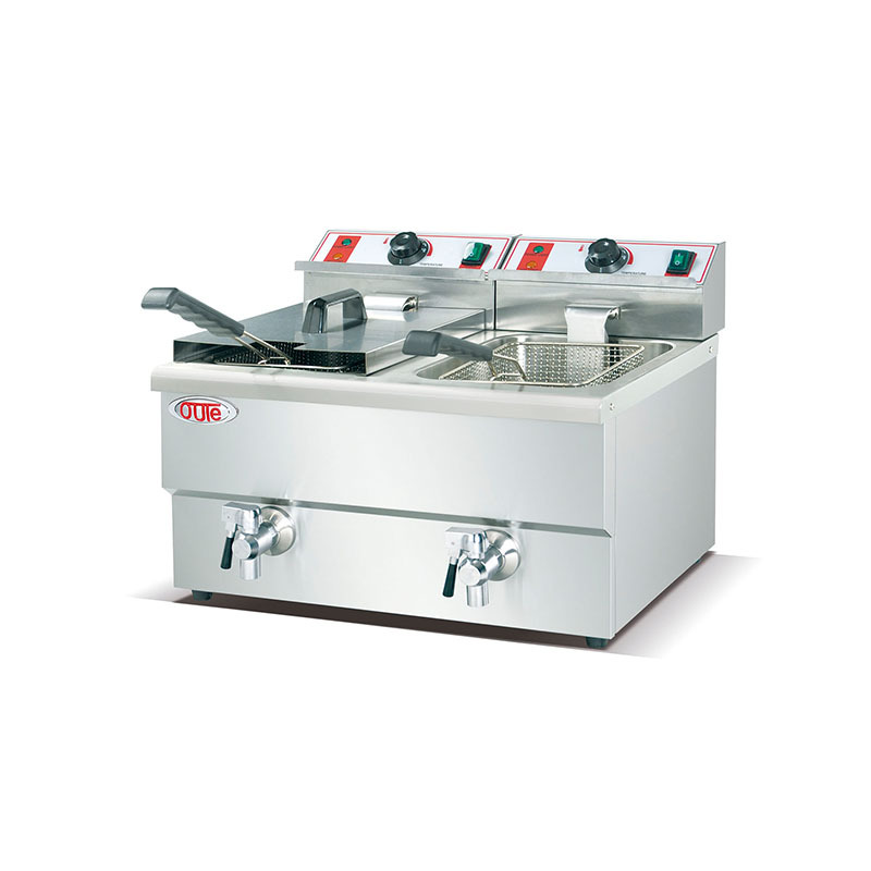 欧特厂家台式双缸双筛电炸炉 OT-10L2V油炸锅/电炸锅/炸薯条机