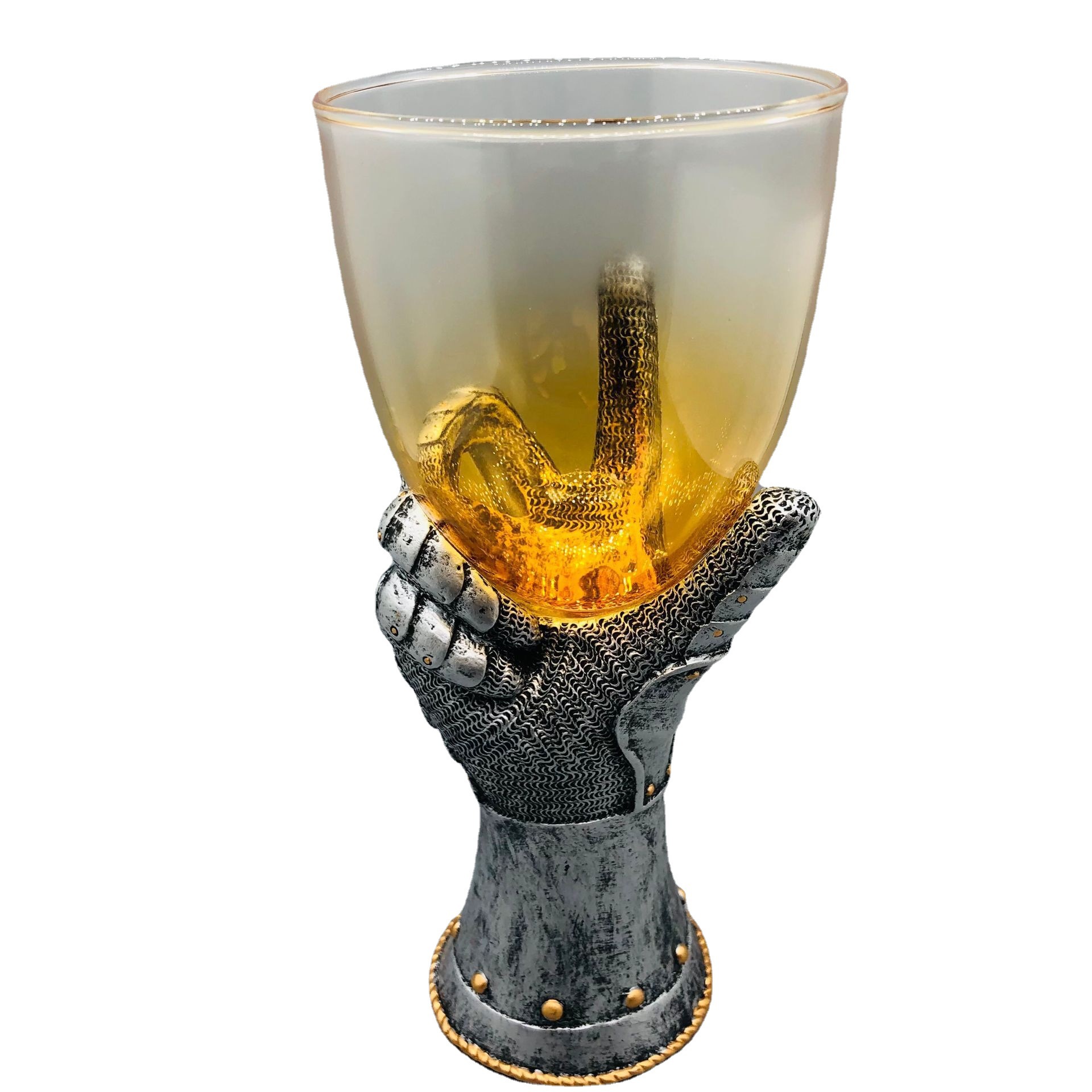 Creativo Ejecutivo Caballero guantes copa de vidrio de resina Armor Hero regalo de vidrio para el novio