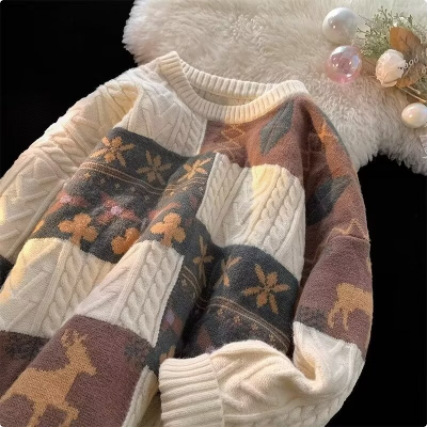 Pull en tricot de style américain pour homme, paresseux, haut de gamme, à manches courtes, de niche, de marque tendance, même pull en tricot pour couple_voghion.com
