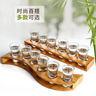 Wine Glass Holder Household Liquor Glass Storage Rack Liquor Glass Holder Wine Dispenser Bamboo Rack Set Bullet Cup Holder Black Cup Holder