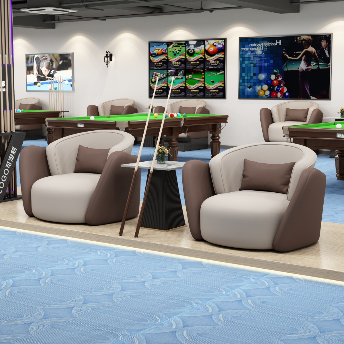 Nuevo sofá de billar simple, sala de billar, silla de observación de pelota especial, combinación de mesa y silla de conversación para relajación para dos personas image 11