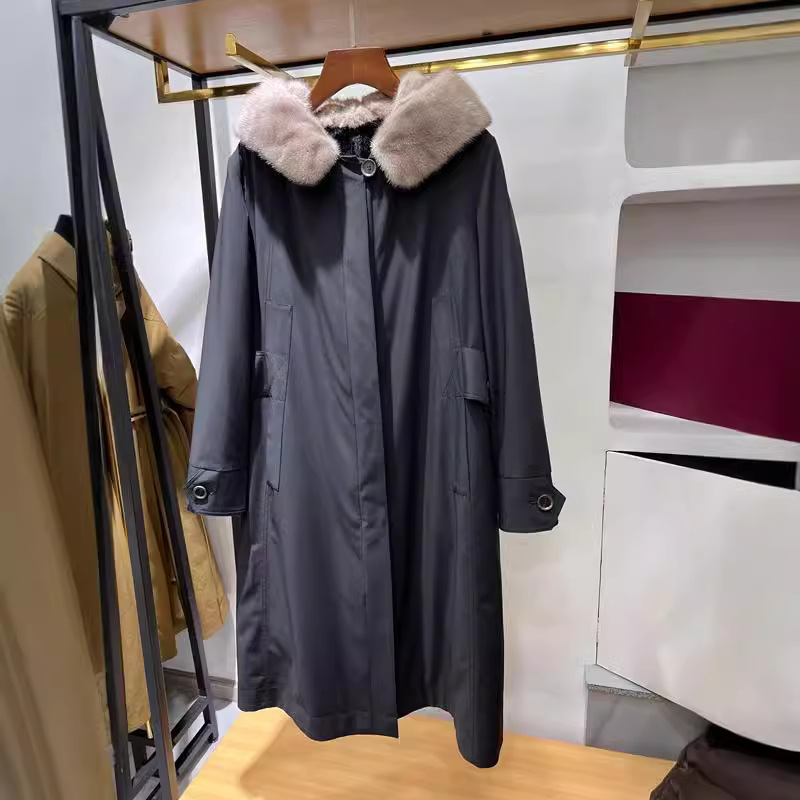 Haining Women's Parker Long Mink Liner Hooded Waterproof Case High-end Women's Winter Jacket