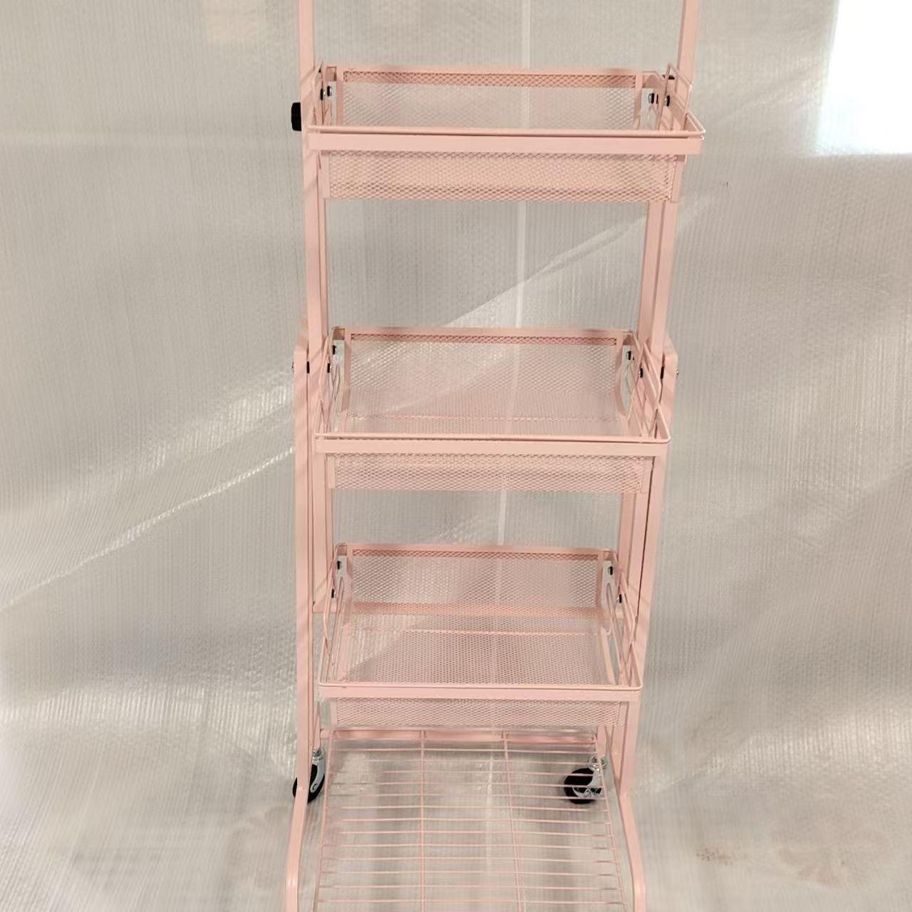 [Four-layer] Pink Folding Storage Cart