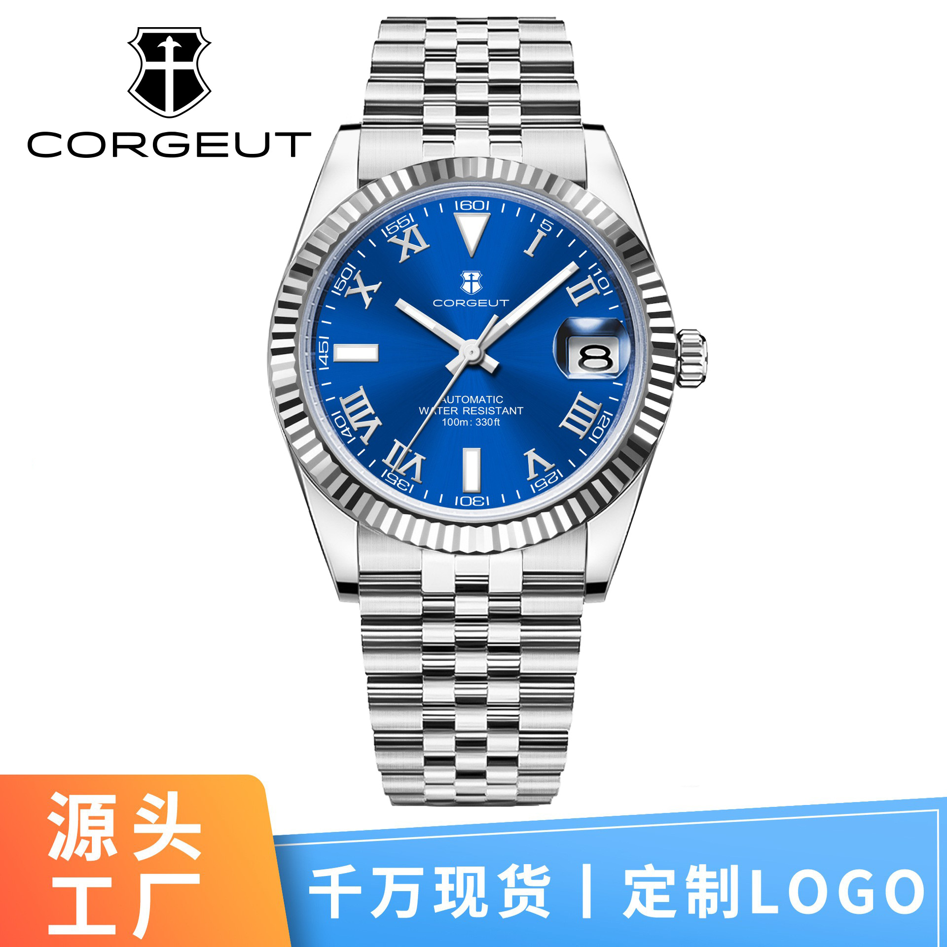 Cross-Border Three-Bead Steel Band Metal Strap Men's Watch Mechanical Watch Men's Business Couple Watch Fully Automatic Mechanical Watch