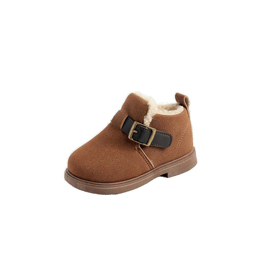 Winter New Girls' Velcro Suede Baler Boots Children's Cotton Boots Korean Style Fashion Belted Short Boots