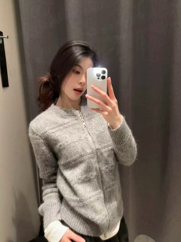 早秋穿搭上衣白色慵懒毛衣开衫外套女秋冬拉链宽松别致外搭针织衫|undefined