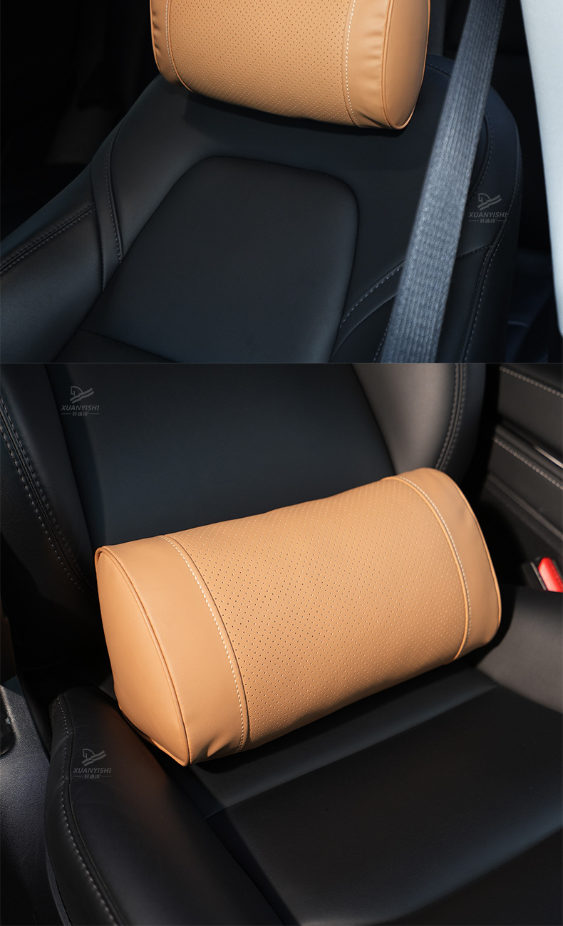 Car Headrest, Four-Season Lumbar Support, Universal Original Headrest, Neck Pillow, Lumbar Support, Comfortable Pillow, Waist Support, Nappa Leather Waist Support