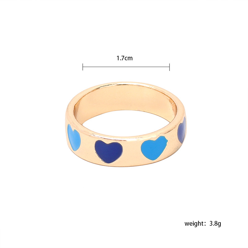Wholesale Jewelry Simple Heart Drop Oil Alloy Ring Nihaojewelry display picture 1