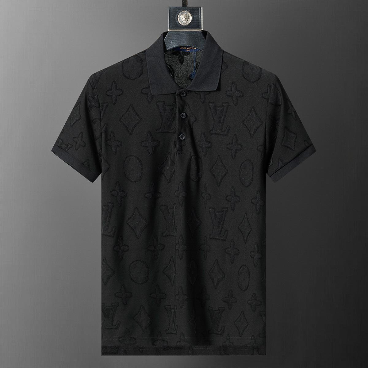 Cross-border versión correcta 26 nuevo polo para hombres color sólido negocios Jacquard casual con solapa de punto manga corta 1
