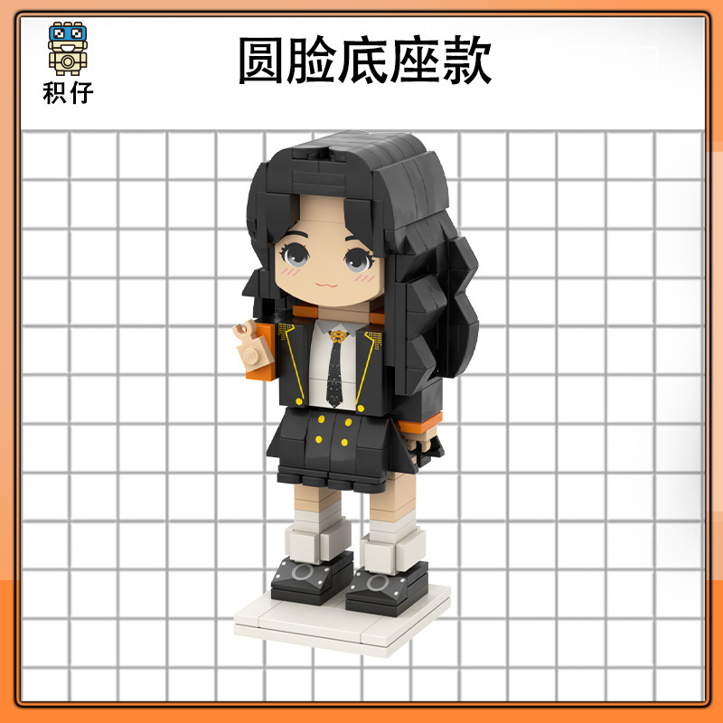 ビルディングブロックプリントのポートレートフィギュア、DIYハンドメイドフィギュア、トレンディな写真、カップル、親友、ガールフレンドへのギフト、スクエアヘッドフィギュア|undefined