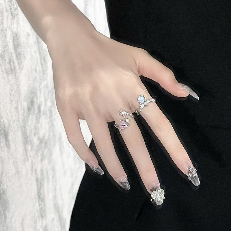 Small design brand fuchsia stone inlay with zircon