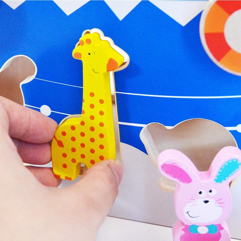 Niños de 1 a 3 años Educación temprana Rompecabezas Arca de Noé Juguetes de madera multifuncional para niños pequeños Juguetes de regalo navideños