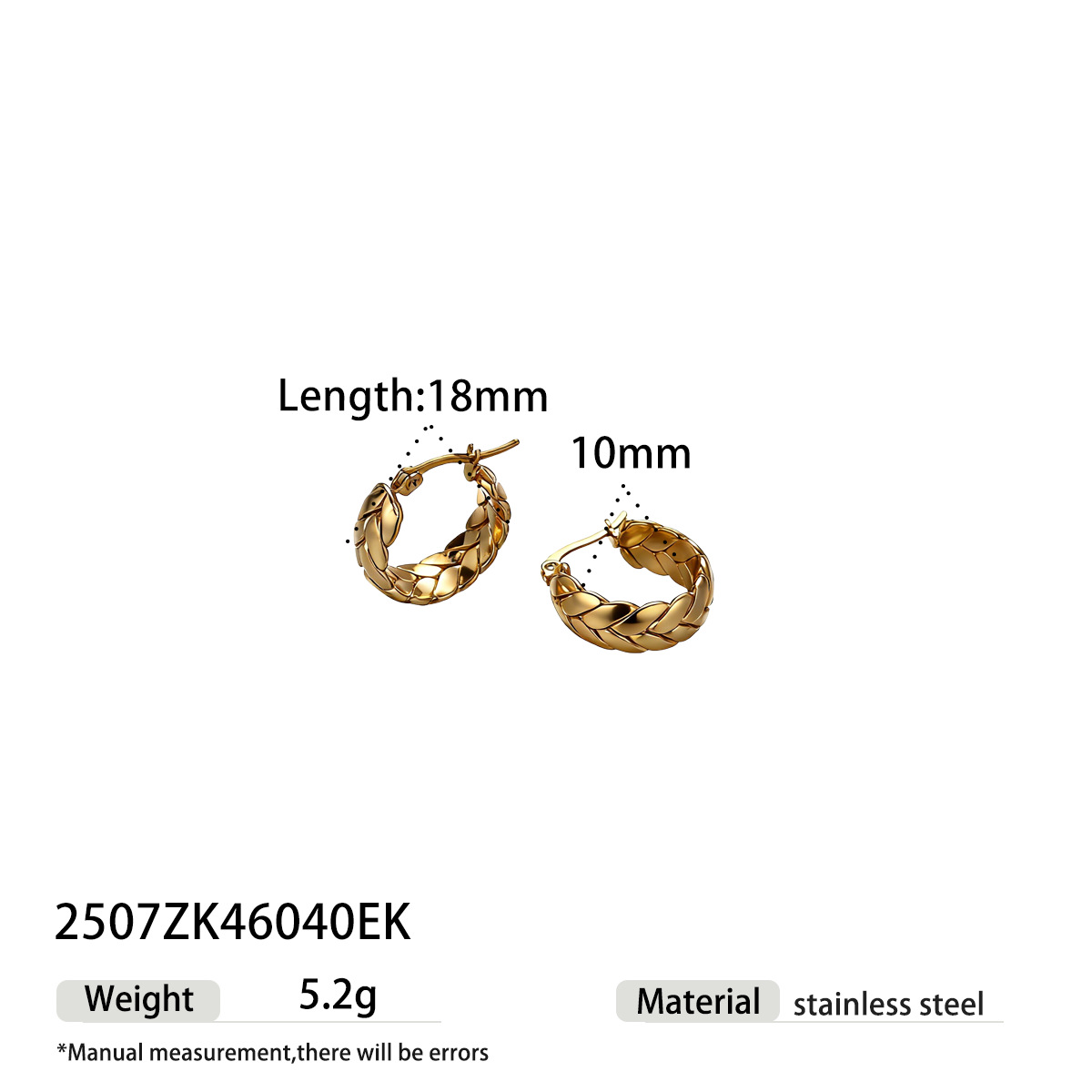 TENA europa y americana pendientes de acero inoxidable temperamento de alta calidad trenzado galvanizado de oro de titanio de 18k inserciones de joyería transfronteriza