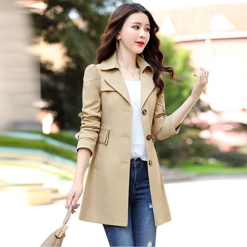 Long elegant demi-season autumn trench coat