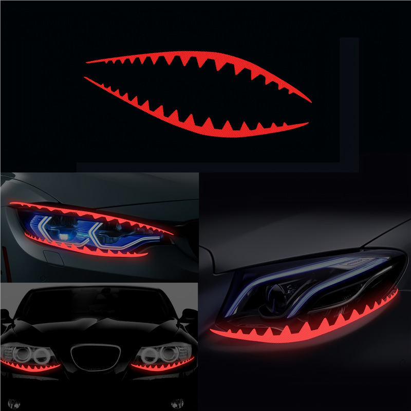 Cross-Border Temu Amazon 2-Piece Shark Eyeliner Car Headlight Decal Reflective Vinyl Sticker Cross-Border Temu Amazon 2-Piece Shark Eyeliner Car Headlight Decal Reflective Vinyl Sticker