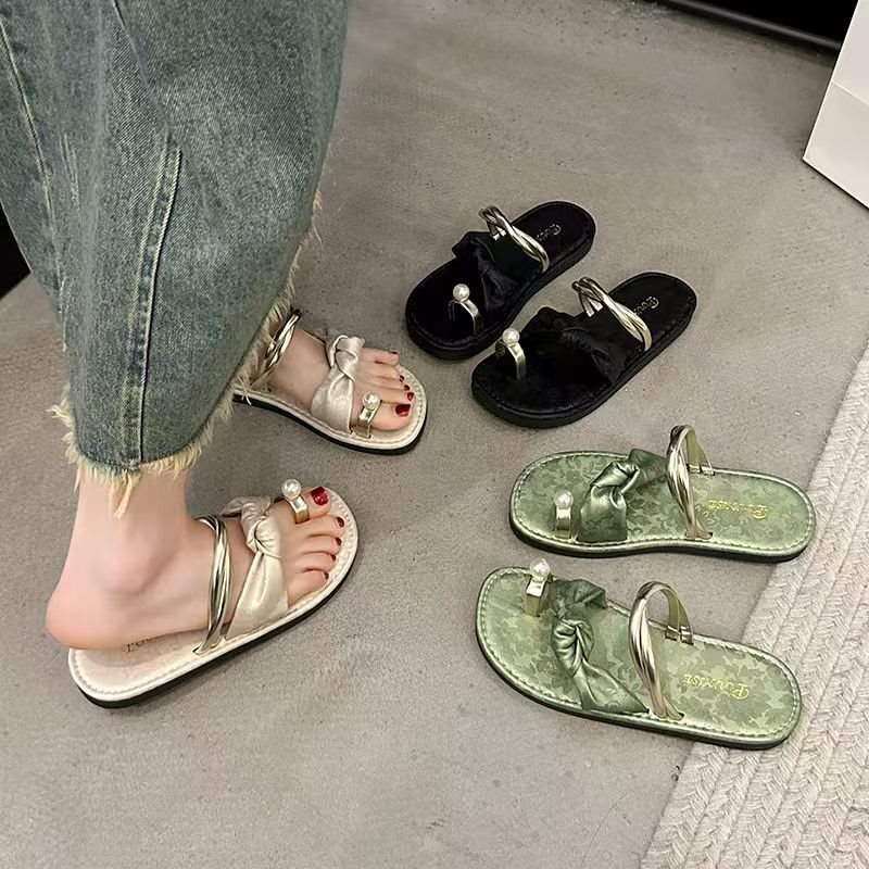 New Chinese-Style National Style Slip-On Slippers for Women, Summer 2025 New Trendy Flat Fairy-Style Sandals to Match with Dresses