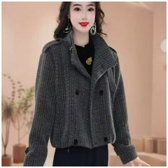 一件代发格纹加厚短外套女2025秋季新款洋气质宽松显瘦加厚保暖女