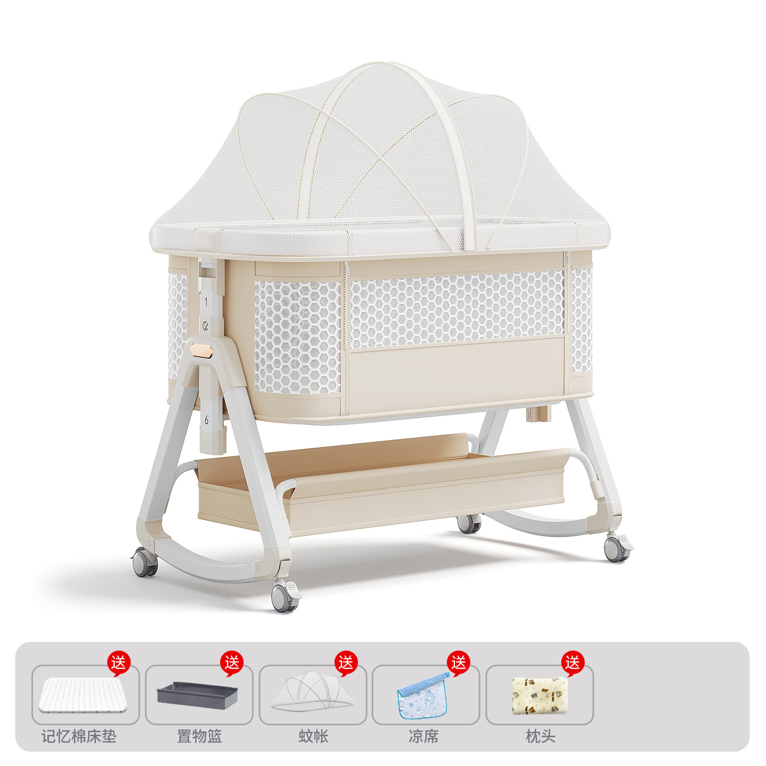 Cama de bebé móvil portátil cuna cama plegable multifuncional BB cama para recién nacidos empalme cama grande